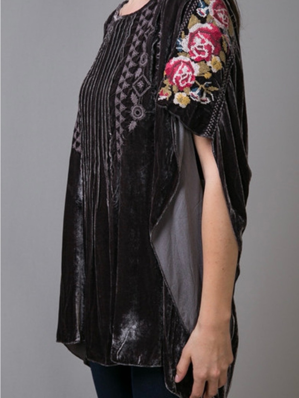 Johnny Was Velvet Embroidered Poncho